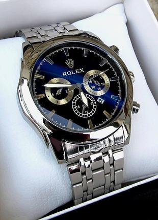 Чоловічий срібний наручний годинник Rolex / Ролекс преміум яко...