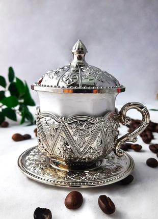 Турецкая чашка для кофе. Цвет: "Серебро", 50 мл