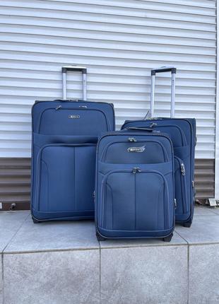 «Комплект дорожных тканевых чемоданов из 3х шт на 2х колесах.