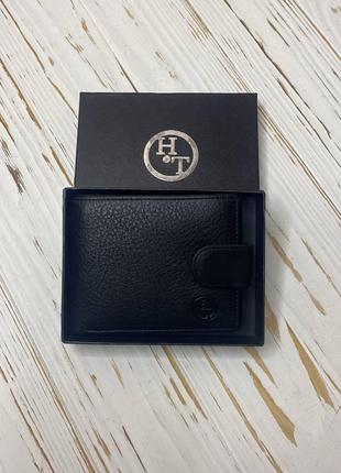 Мужской кожаный кошелек HT Leather Черного цвета 163-ND16A