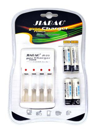 Зарядний пристрій JIABAO JB-212 +4 Акумулятори AA 5500 mAh AA/...
