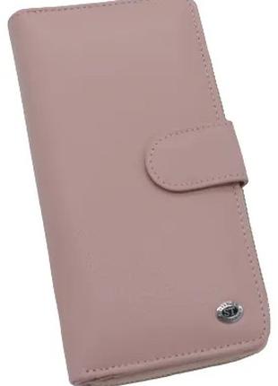 Женский кожаный кошелек на молнии ST 026 розовый натуральная кожа
