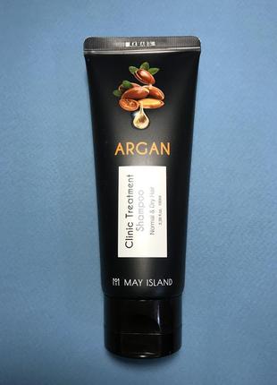 Восстанавливающий шампунь с маслом арганы may island argan cli...