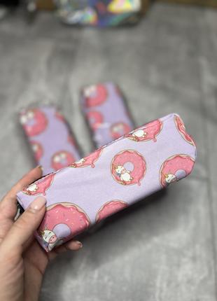 Школьный пенал с розовыми единорогами и пончиками / косметичка
