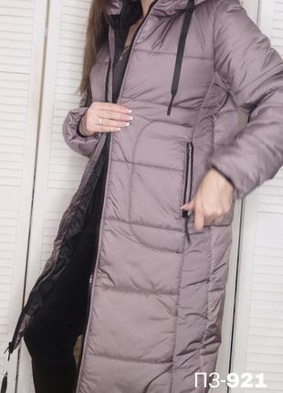 Пальто зимнее женское в пудровом цвете длинное / размер 48, 50...