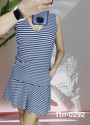 Льняное летнее молодёжное платье в полоску розмер 36 (укр 42-44)