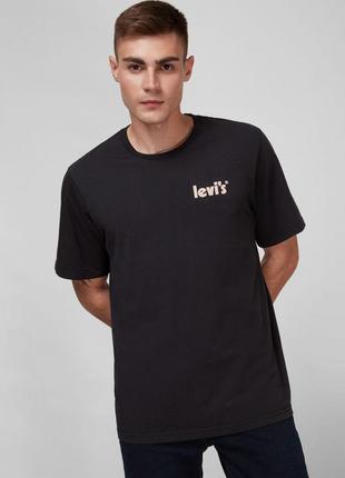 Мужская черная коттоновая футболка levis оригинал
