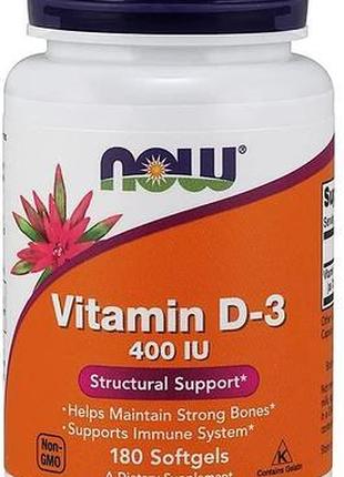 Витамин Д3 нау фудс Now Foods Vitamin D-3 400 IU 180 гелевых к...