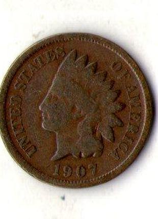 США 1 цент 1907 рік №1325