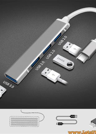 USB хаб TransLine 4 порта USB3.0 USB2.0 OTG переходник с USB T...