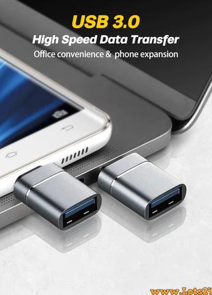 OTG адаптер переходник с USB TYPE C ПАПА на USB 3.0 МАМА конве...