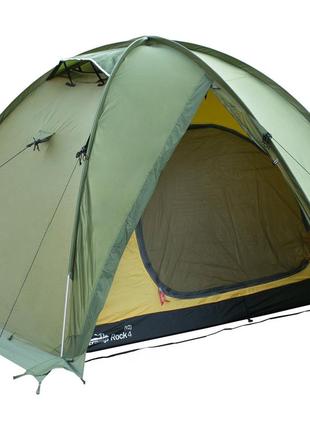 Четырех экспедиционная палатка Tramp Rock 4 (V2) Зеленая c дву...