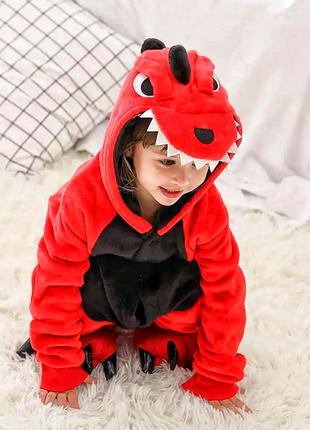Детский кигуруми дракон, Пижама красный дракон для детей
