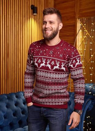 Новогодний свитер мужской с оленями