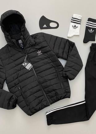 Спортивный набор Адидас: куртка + штаны черный