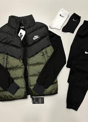 Спортивный набор Nike мужской жилет свитшот и штаны черный