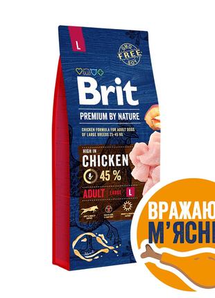 Сухий корм для собак великих порід Brit Premium Adult L з курк...