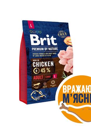 Сухий корм для собак великих порід Brit Premium Adult L з курк...