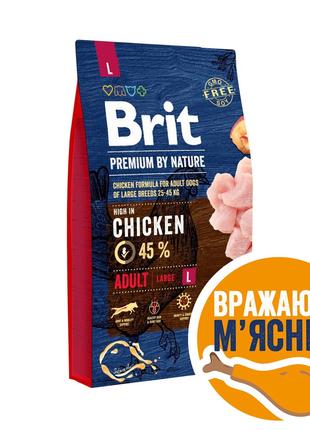 Сухий корм для собак великих порід Brit Premium Adult L з курк...