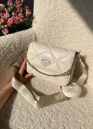 Женская сумка prada padded beige