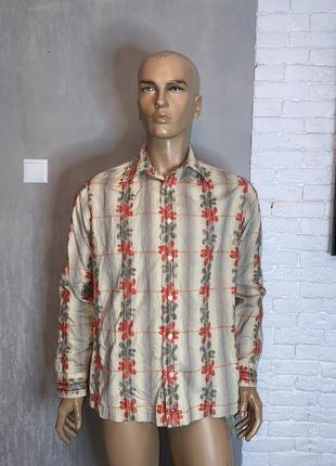 Винтажная оригинальная рубашка в стиле петчворк бренда tommy h...