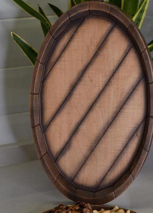 Блюдо деревянное бочка для подачи размер 40 х 23 см.