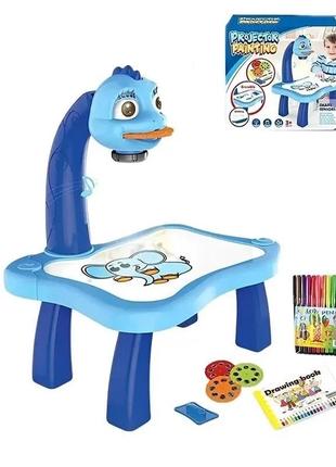 Дитячий стіл проектор для малювання з підсвіткою колір голубий...