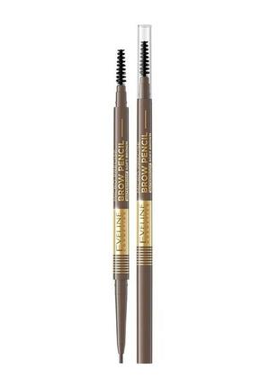 Водостойкий карандаш для бровей eveline №02 soft brown серии m...