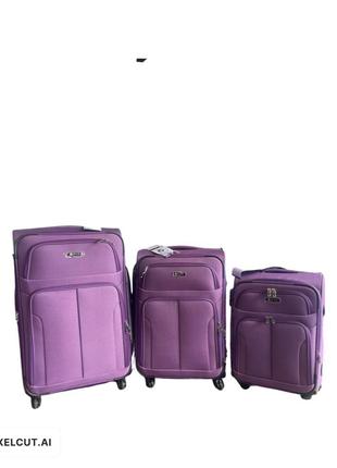 Комплект дорожных тканевых чемоданов из 3х шт «Fly на 4х колёсах