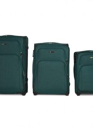 Набор чемоданов 3 штуки в 1 Fly 8303 на 2 колесах Зеленый
