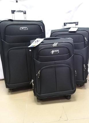 Набор тканевых чемоданов Fly 8303-4 на 4 колесах 3 штуки Черный