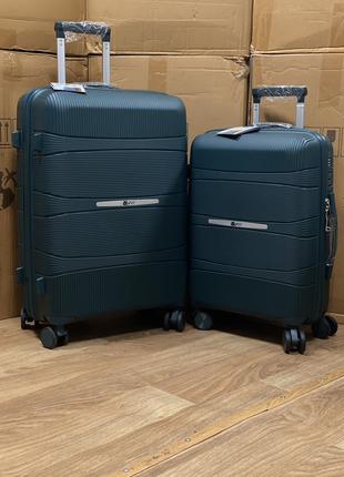 Набор полипропиленовых чемоданов FLY 2/1.(Темна Зелёный )