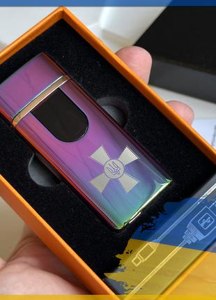 Электронная сенсорная USB зажигалка с Герб ЗСУ в подарочной уп...