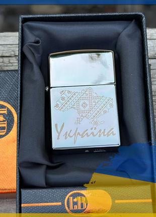 Электронная USB зажигалка с картой Украины в подарочной упаков...