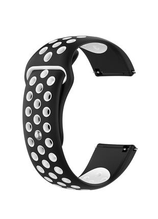 Ремешок для часов 22 мм Nike design черный с белым (с кнопкой)