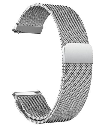Ремешок металлический для часов 22 мм миланская петля серебристый
