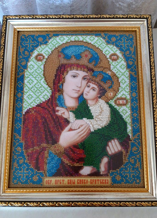 Ікона Божої матері Києво-Братська вишита бісером