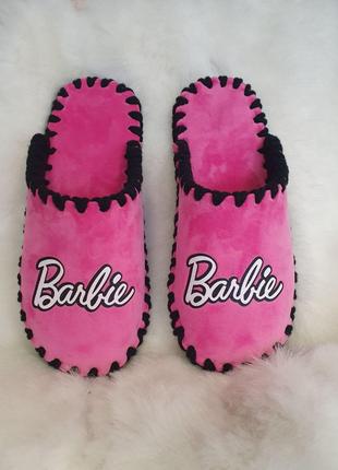 Жіночі велюрові капці "Barbie - Барбі" рожеві тапочки велюр з ...