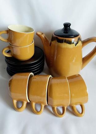 Сервиз васильковская майолика керамика винтажная чайник чашки