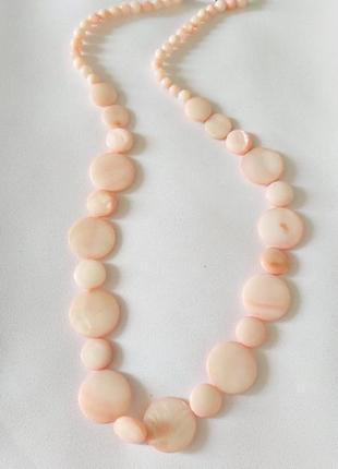 Колее розовый перламутр ожерелье винтаж бусы натуральный камень