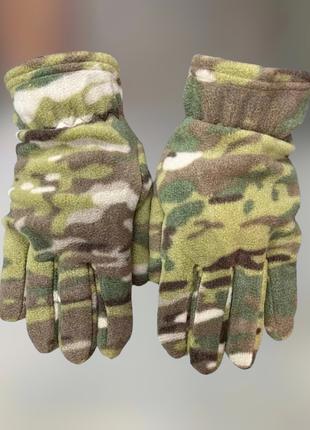 Перчатки зимние флисовые пальцевые, Мультикам, размер М/L, так...