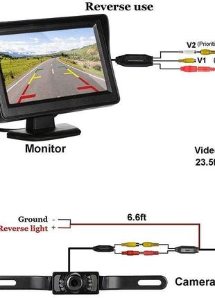 Монитор для автомобиля 4,3” с камерой, Система заднего вида, П...