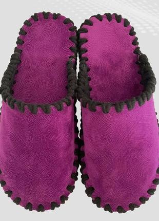 Жіночі фетрові капці фіолетові тапочки з фетру з закритим носк...
