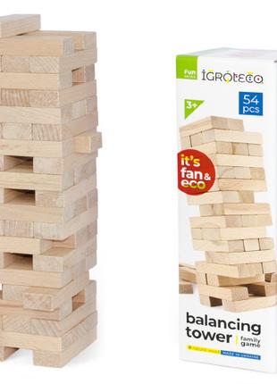 Деревянная настольная игра Башня-балансир, 54 элемента (Дженга...