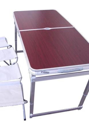 Стол для пикника усиленный + 4 стульчика/коричневый