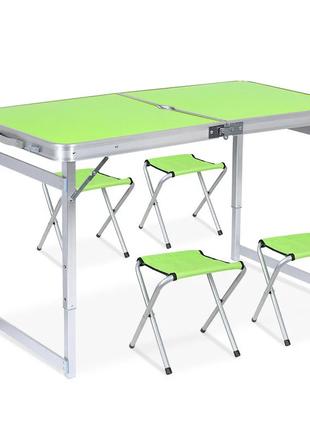 Стол для пикника усиленный + 4 стульчика/зеленый