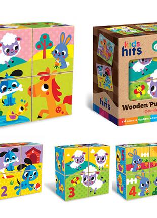 Деревянная игрушка Kids hits KH20/022 Кубик 5см набор 4шт в ко...