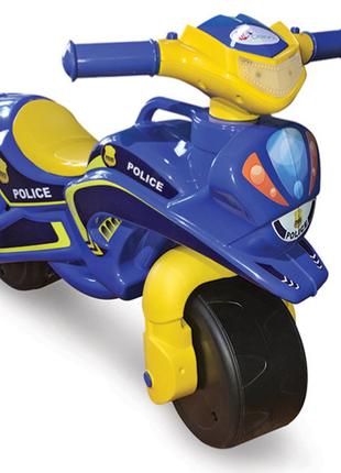 Детская каталка толокар Мотоцикл музыкальный "Полиция" синий 0...