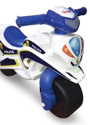 Детская каталка толокар Музыкальный мотоцикл "Полиция" белый 0...