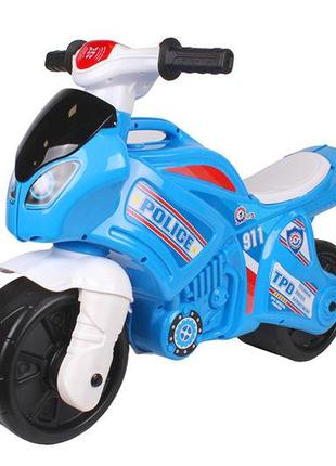 Детская каталка толокар Мотоцикл музыкальный "Полиция" синий н...